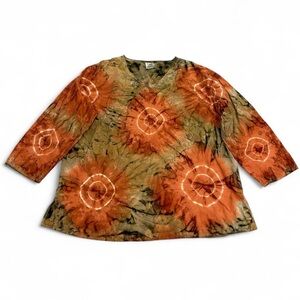 Vintage Plus Size Belma Cotton Hippie Tie Dye Embroidery Top